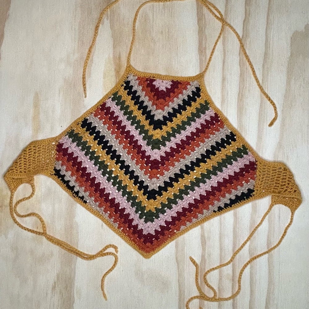 Vintage Colorful Crochet Halter Top